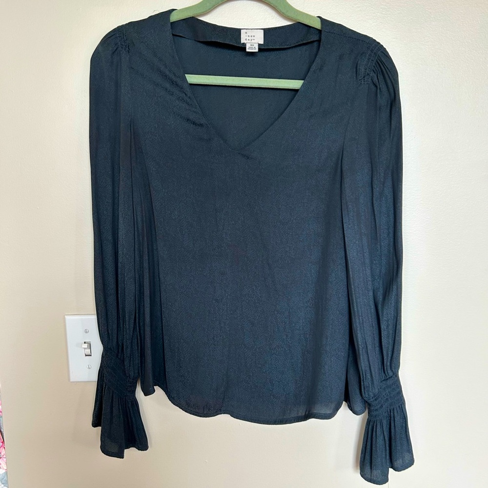 A New Day Emerald and Black Patterned Blouse